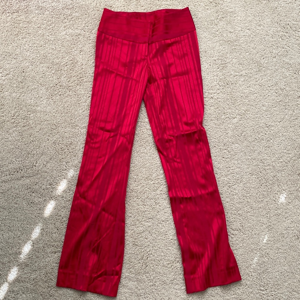Cache Striped Red Groovy Satin Pants (Size 6) - image 1